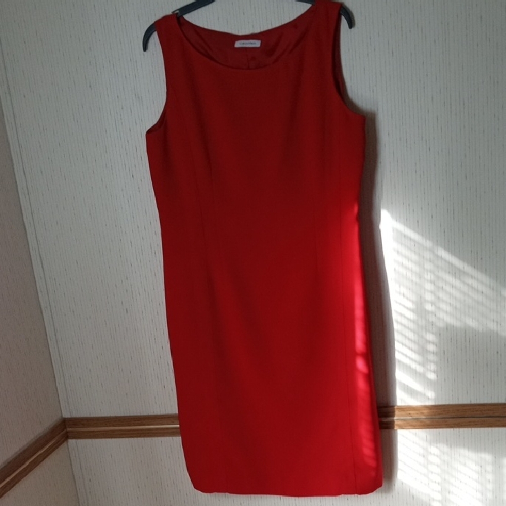 Calvin Klein Red Midi Dress, Professional, Office, Party, Special Occasions, Hol